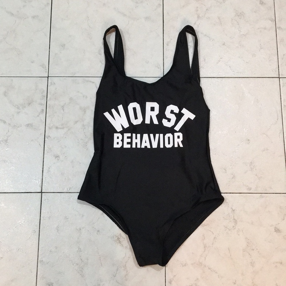 ‼️Last One‼️Black Worst Behavior One-Piece Swim - Picture 7 of 8